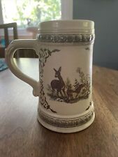 Vintage German Beer Stein Ornate Deer Design Hillscheld Keramik picture