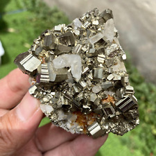 141g Rare Natural Pyrite With Quartz Cluster Specimen Spiritual Crystal Healing picture