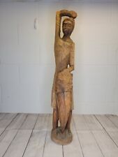 African Drummer Boy Wood Hand Carved Carving Statue 37