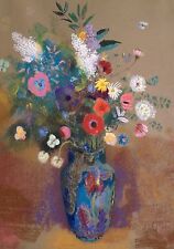 Postcard: Vintage repro - Odilon Redon - Flowers, Vase, Butterflies, Poppies picture