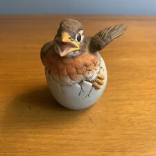 1990 Vintage Andrea by Sadek Ceramic Baby Robin Hatching Egg Figurine #8618 picture