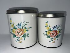 SET of 2 Vintage Decoware Nesting Canisters Floral picture