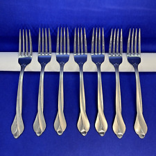 Oneida Satin Tribeca Stainless Frosted Glossy Flatware Dinner Forks Lot Of 7 picture