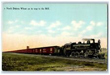 c1910's Railroad Locomotive North Dakota Wheat On Its Way To The Mill Postcard picture