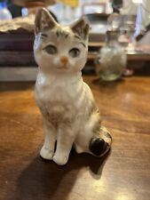 Vintage Ceramic Kitty Cat Figurine Japan Tabby Brown White picture