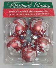 Commodore Vintage Romania Christmas Classics Red White Cottege Ornament Bulbs picture