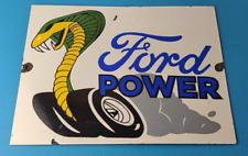 Vintage Ford Power Sign - Cobra Jet Sales Service Gas Oil Porcelain Sign picture