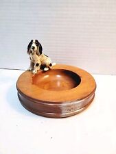 Vintage Art Deco Cast Iron Dog Wood Trinket Bowl Ashtray Hound Beagle  picture