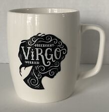 Threshold Virgo Porcelain Mug 16oz White N Black Observant Worrier Astrologie picture