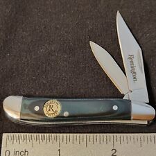 Remington Knife Two Blade Peanut Green & Black Micarta Handles picture