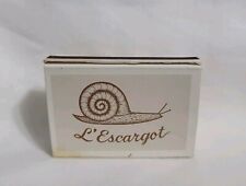 Vintage L'Escargot French Restaurant Snail Matchbox Carmel CA Advertising picture