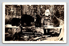 RPPC Spikehorn Meyers Bear Den Roadside America Tourism Harrison MI Postcard picture