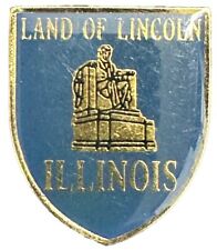 Illinois Land of Lincoln Shield Shaped Souvenir Lapel Hat Pin PinBack. picture