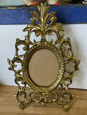 Vintage Victorian Style Brass Picture Frame Easel Back Ornate With Glass 8