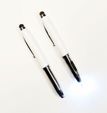 Lot of 50 Pens–Triple Function Light-Up LED Metal Ballpoint Pens w/ Stylus-White picture