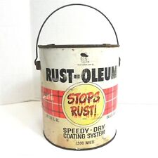 VINTAGE RUST-OLEUM 1590 WHITE 1 GALLON CAN FULL PRE OWNED COLLECTABLE OIL CAN picture