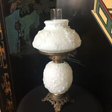 Gothic Victorian Fostoria Spiderweb & Pansy Milk Glass Lamp picture