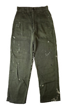 US Military Vintage 70s OG 507 Sateen Fatigue Pants Size 26x29 Paint Splatter picture