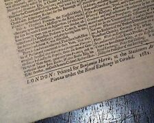 Rare BENJAMIN HARRIS America's 1st Publisher Imprint 17th Century 1681 Newspaper picture