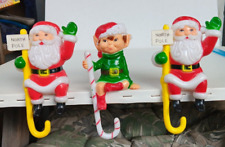 Vintage J.S.N.Y. Plastic Hand Painted Holiday Elf and Santas Stocking Hangers 3 picture