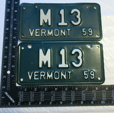 1959 59 VERMONT VT LICENSE PLATE MOTORCYCLE MC TAG #M13 PAIR SET LUCKY 13 picture