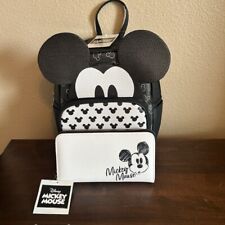 Mickey Mouse White Backpack Purse & Wristlet Zip Wallet Combo Set NEW Limited Ed picture