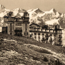 Vintage 1930s RPPC Rigi-Kulm Hotel Fog Alps Railroad Train Postcard Switzerland picture