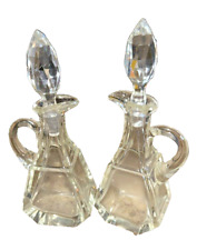 VTG GENUINE LEAD CRYSTAL Hand Cut GLASS DECANTERS Cruet Bottles lot of 2 picture