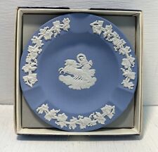 VTG Wedgwood Blue Jasperware Round Ashtray Stamped Horses & Chariot With Box EUC picture