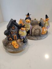 Yankee Candle Fall Halloween Pumpkin Scarecrow Crow Candle Holder w/jar topper picture