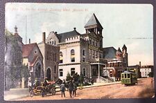 Vintage Postcard - Fox Street On the Island West - Aurora, Illinois 1910 Trolley picture