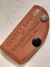 VTG CLAUDE F BAKER VALLEY MOTORS FORD INC LEATHER KEYCHAIN KEYRING HANOVER PA picture
