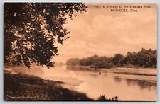 Muskogee Oklahoma~Arkansas River~Indian Trading Co~c1910 Sepia Postcard picture