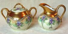 PICKARD CREAMER AND SUGAR BOWL VIOLETS SIGNED REURY picture