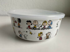 Peanuts Snoopy Pressure Lid Food Storage Container Bowl Ceramic LARGE NEW picture