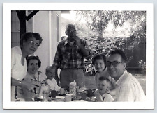 Photograph Vintage Outdoor Family Cookout Backyard Food Drink Men Women Children picture