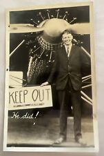 c1928 RPPC Charles Lindbergh Keep Out of the water And He Did With Plane picture