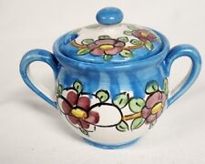 Vintage Vietri Sugar Bowl w/ Lid Flowers Handpainted pottery Italy   picture