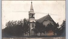FIRST BAPTIST CHURCH wayne ne real photo postcard rppc nebraska history picture