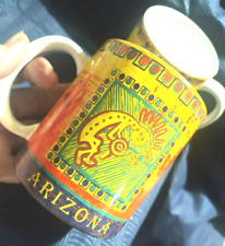 2 VTG Coffee Tea Cocoa Mugs Arizona Souvenir Art Pair picture