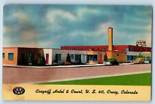 Craig Colorado Postcard Cosgriff Hotel Court Exterior View c1940 Vintage Antique picture