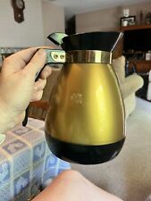 MCM Vintage West Bend Gold & Black Thermo-Serv Insulated Coffee Carafe Pitcher picture