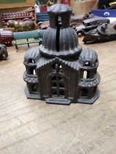 Vtg Antique A.C. Williams Cast Iron Coin Bank Building Toy w/Patina Good Shape picture