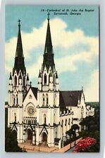 Savannah GA-Georgia Cathedral Of St John The Baptist  Vintage Souvenir Postcard picture