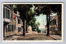 Plymouth MA-Massachusetts, Leyden Street, Advertising, Vintage Souvenir Postcard picture