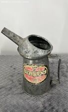 Vintage Behrens Metal-Ware High Grade 1 Qt. Oil Can-Fixed Spout-Galvanized Steel picture