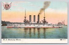 Maine Battleship BB10 Postcard Great White Fleet Divided Nice Card Posted 1911 V picture