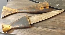Antique Hand Forged Steel Floating Fish Knife Wooden Shape of a Fish Vintage 2pc picture