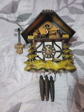 Vintage Black Forest GERMAN MUSICAL  Cuckoo Clock w Man Drinking/Water wheel picture