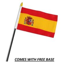 SPAIN  FLAG DESK SET WITH BASE 4x6 INCHES - TABLE STICK FLAG picture